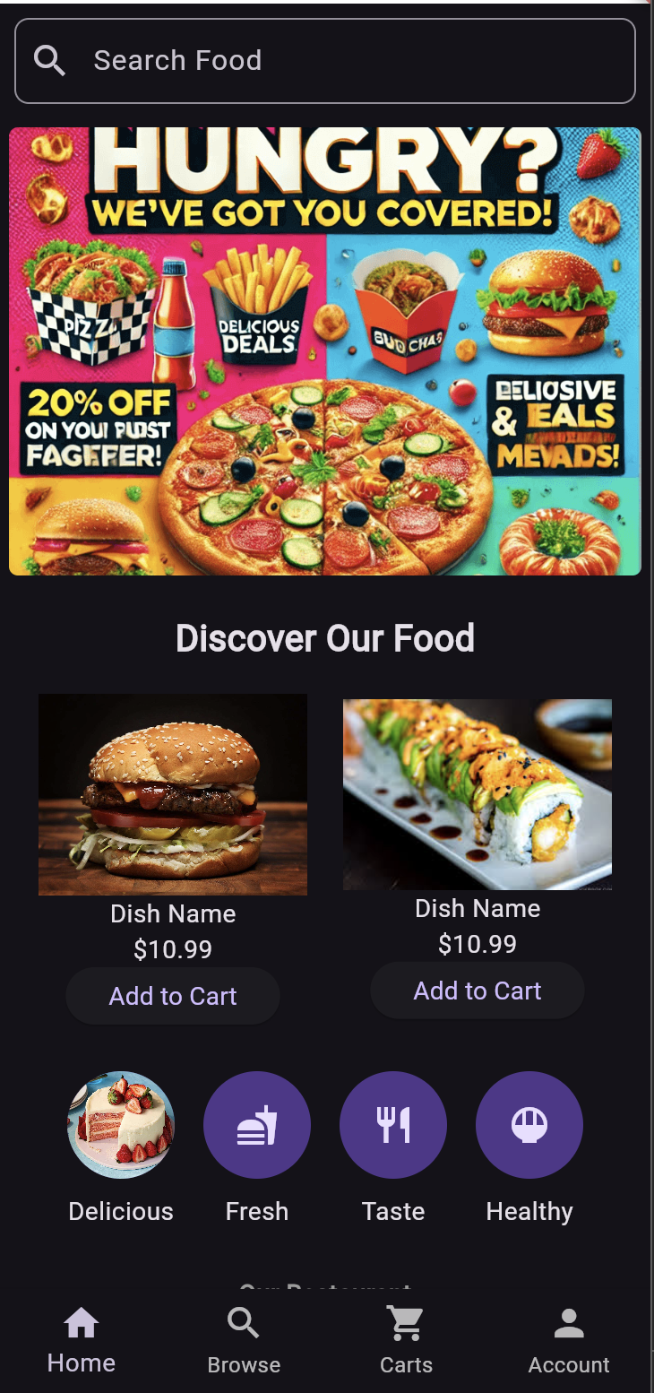 Restaurant E-commerce Mobile App